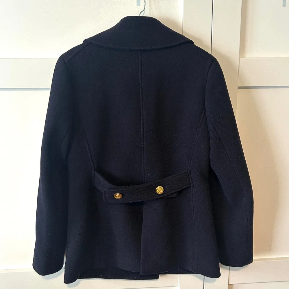 J. Crew Women's Navy Wool Blend Stadium Cloth by Nello Gori Peacoat in Size‎ 4 - Picture 2 of 14